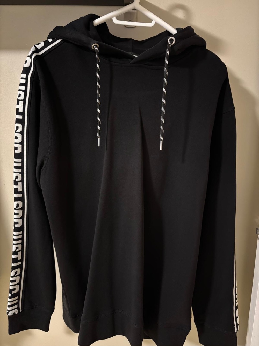 Just Cavalli Black Hoodie with White Logo Sleeve - Large *Like New*